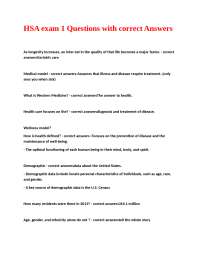 HSA Exam 1: Questions and Answers on Healthcare Systems and Demographics