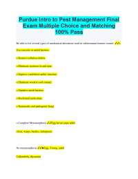 Purdue Intro to Pest Management Final Exam Multiple Choice and Matching 100% Pass