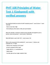 PMT 108 Principles of Water: Test 1 Questions and Answers