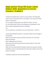 Texas Real Estate Exam Questions and Answers: 2025 Edition