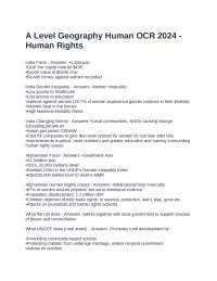 A Level Geography Human OCR Exam Questions and Correct Answers
