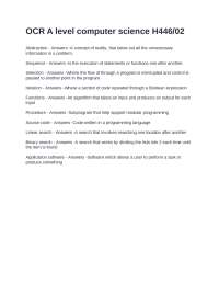 OCR A level computer science H446 Exam Questions and 100% Verified Answers