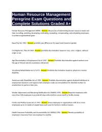 Human Resource Management Peregrine Exam Questions and Complete Solutions Graded A+