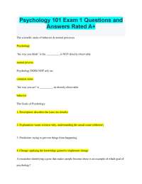 Psychology 101 Exam 1 Questions and Answers: A Comprehensive Review