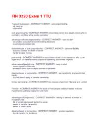 FIN 3320 Exam 1 TTU Questions And Answers Latest |Update| Verified Answers