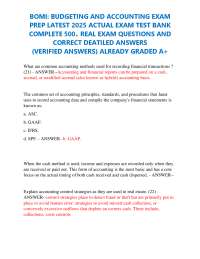 BOMI: BUDGETING AND ACCOUNTING EXAM  PREP LATEST 2025 ACTUAL EXAM TEST BANK  COMPLETE 500+