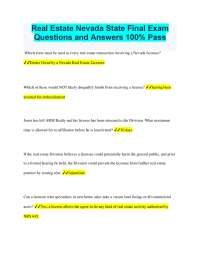 Nevada Real Estate License Exam: Questions and Answers
