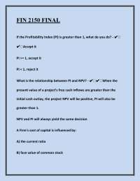 Financial Management: NPV, PI, WACC, and Capital Budgeting Decisions