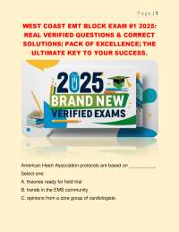 West Coast EMT Block Exam #1 2025: Verified Questions and Answers