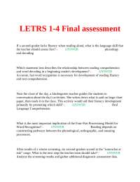 LETRS 1-4 Final assessment EXAM 2025