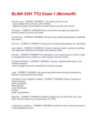 BLAW 3391 Exam 1 Study Guide: Key Legal Concepts and Principles