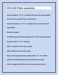 FIN 2150 Final Exam Questions: Capital Budgeting and Cost of Capital