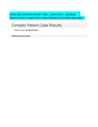 NURSE 220 COMPLEX PATIENT CASE _ COMPLETED _ SHADOW    HEALTH-DORIS TURNER-WITH 100% VERIF