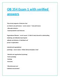 Organizational Behavior (OB) Exam Questions and Answers