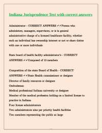 Indiana Healthcare Facility Administrator Licensing Exam Questions and Answers
