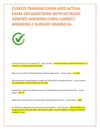 CUSECO TRAINING EXAM 2025 ACTUAL EXAM 220 QUESTIONS WITH DETAILED VERIFIED ANSWERS