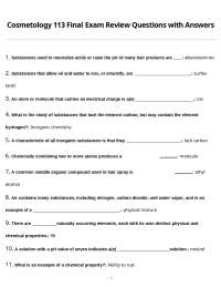 Cosmetology 113 Final Exam Review Questions with Answers