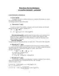 Réactions électrochimiques