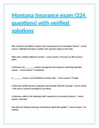Montana Insurance Exam Questions and Answers