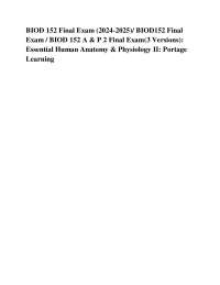 BIOD 152 Final Exam (3 Versions, 2024-2025)/ BIOD152 Final Exam:Portage Learning