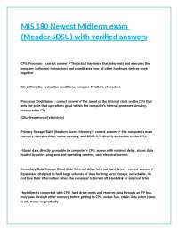MIS 180 Newest Midterm Exam: Computer Hardware and Software Fundamentals