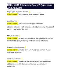RMIN 4000 Edmunds Exam 2: Insurance Principles and Practices