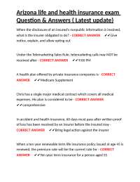 Arizona Life and Health Insurance Exam: Questions and Answers