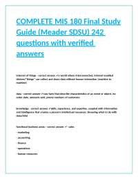 MIS 180 Final Study Guide: Key Concepts and Questions with Answers