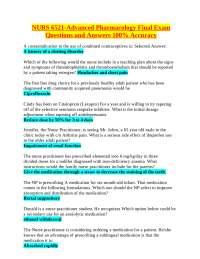 NURS 6521-Advanced Pharmacology Final Exam Questions and Answers 100% Accuracy