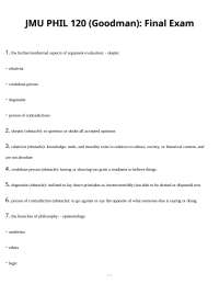 JMU PHIL 120 Final Exam: A Comprehensive Review of Philosophical Arguments and Concepts
