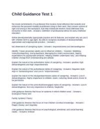 Child Guidance Test 1 With Questions and Correct Answers