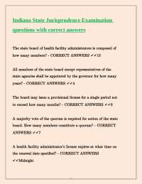 Indiana Health Facility Admin Jurisprudence Exam Q&A