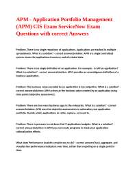 APM - Application Portfolio Management (APM) CIS Exam ServiceNow Exam Questions with corre