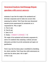 Automotive Unibody Structural Analysis and Repair: Multiple Choice Questions and Answers