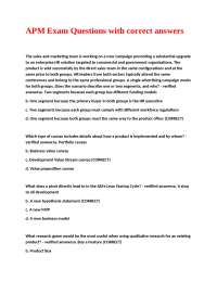APM Exam Questions with correct answers