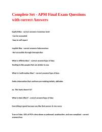 APM Final Exam: Implicit Bias, Alcohol Use, and More