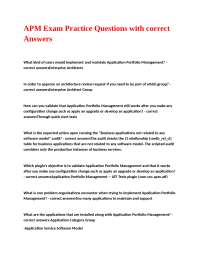 APM Exam Practice Questions with correct Answers
