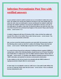 Infection Prevention and Control Quiz: Questions and Answers for Healthcare Professionals