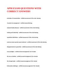 APM Exam Questions and Answers: Deming, Drucker, HBR, Kerzner, Covey, Crosby, and Brue