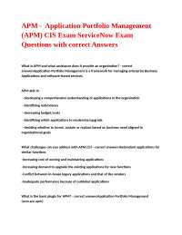 APM - Application Portfolio Management (APM) CIS Exam ServiceNow Exam Questions with corre