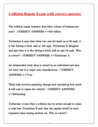 Collision Repair Exam: Questions and Answers