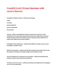 CrossFit Level 2 Exam Questions with correct Answers