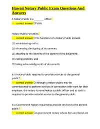 Hawaii Notary Public Exam: Questions and Answers