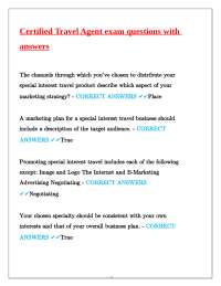 Certified Travel Agent exam questions with answers