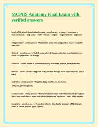 MCPHS Anatomy Final Exam with verified answers