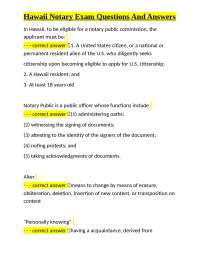 Hawaii Notary Public Exam: Questions and Answers