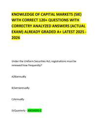 Knowledge of Capital Markets (SIE): Practice Questions and Answers