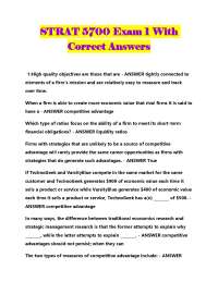 Strategic Management Exam Questions and Answers