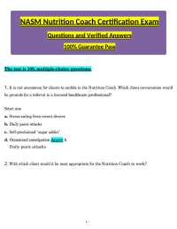 Nutrition Coaching Certification Exam Questions and Answers