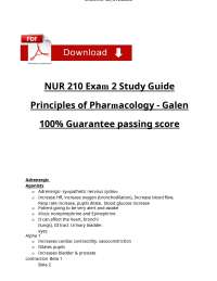 NUR 210 Pharmacology Study Guide: Adrenergic and Cholinergic Agonists and Antagonists